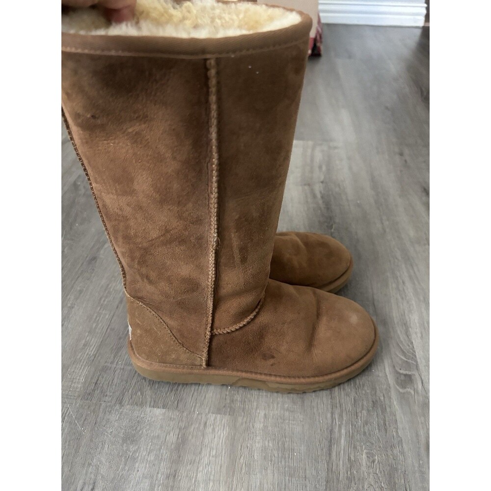 UGG Women Boots Classic Tall Sz 8 Chestnut #5815 Leather Suede Shearling Lined